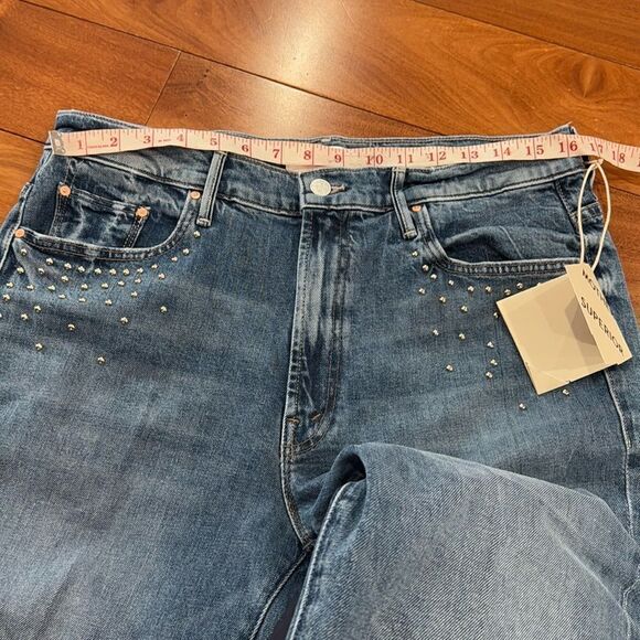 NWT MOTHER Women's The Insider Flood Jeans Stud size 34 - Picture 14 of 16